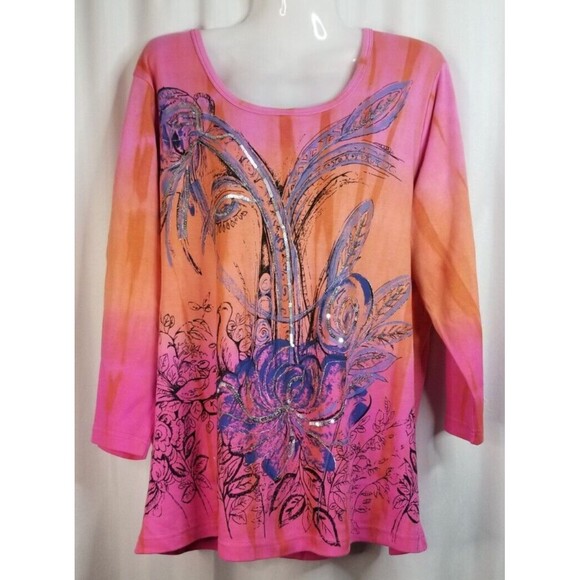 Indigo Moon Tops - Indigo Moon Tunic Top Women's Sequin Beaded & Metallic Accents BOHO CHIC XL